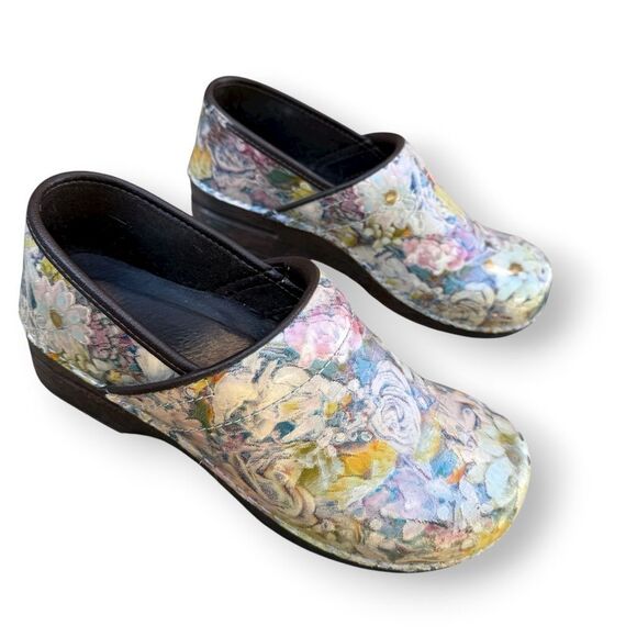 Dansko XP Floral Watercolor Leather Slip on Clog Shoes Women's EU 40 9-9.5 - Picture 2 of 13